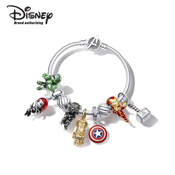 

disney jewelry 925 sliver snake bone bracelet marvel hero design new fashion for pandora beads baby 2 years old gift, Red;brown