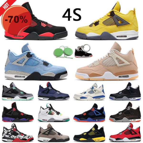 

boots jumpman 4 retro shimmer basketball shoe 4s university blue taupe haze white cement mens trainer outdoor sports sneakers, Black