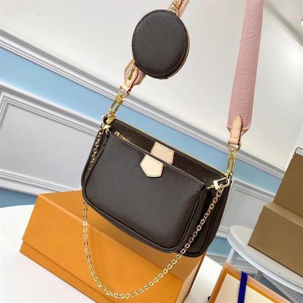 

2021 messenger bag 3in1 multi pochette ladies messenger bag shoulder genuine leather handbag handbag felicie sling go 80091 with 283b, Red;black