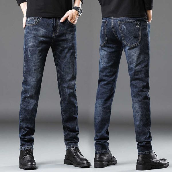 

autumn new jeans men's korean fashion long pants stretch casual slim, Blue