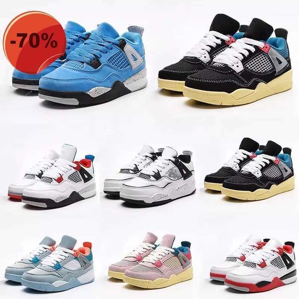 

kids youth low basketball shoes jumpman 4 4s retro fire red thunder ps size 9c-5y university blue black cat bred toddler sneaker sail muslin
