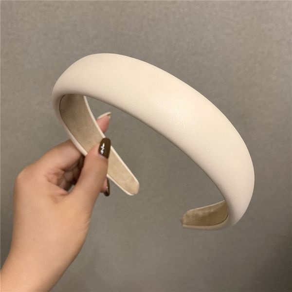

solid padded pu leather headbands for women designer solid bow knot wide bezel hairbands girls hair hoop elastic hairband hair accessories g, Silver