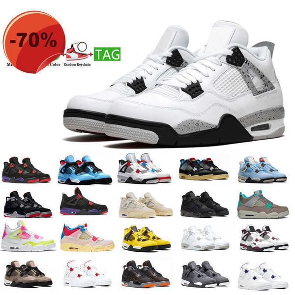 

cement women men neon basketball shoes jumpman 4s color bred 4 sneakers trainers sports size 36-47