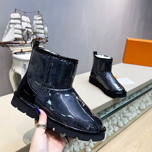 

winter snow boots real leather sneakers loafers lace up sheep fur womens luxurys designers boot for women with box size 35-41, Black