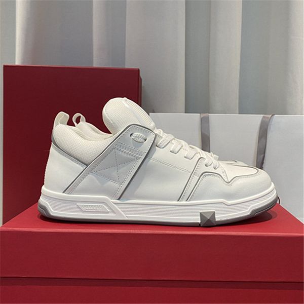 

men and women calfskin patchwork fabric sneakers low-lace-up casual running shoes