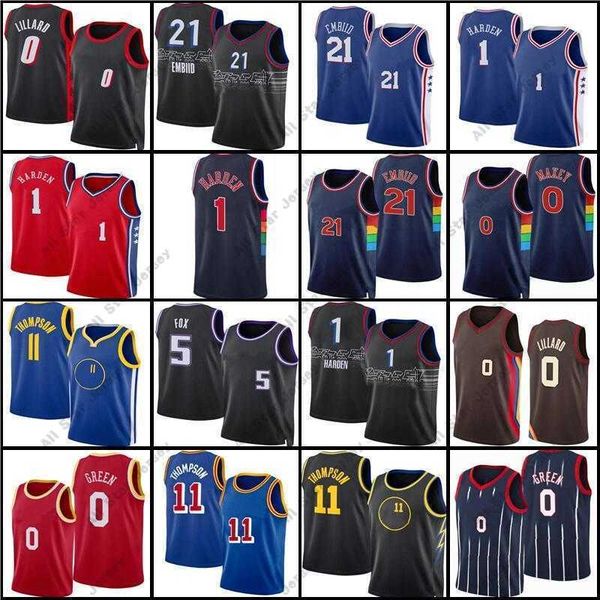 

basketball jerseys tyrese 0 maxey james 1 harden joel 21 embiid jersey de'aaron 5 fox jalen green basketball damian 3 mccollum klay 11, Black;red