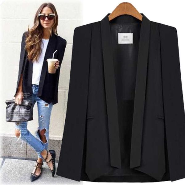 

women's suits blazers ke la new fashion spring black white long sleeve cape coat women lapel split cloak jacket suits womens ol office, White;black