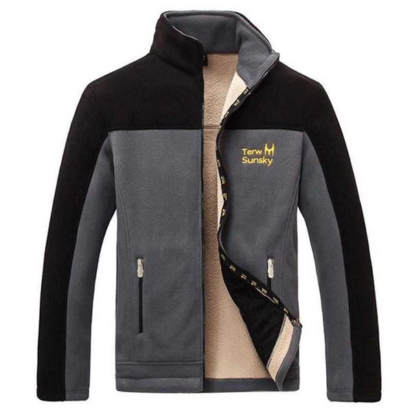 

thicken fleece jacket man autumn and winter polar linner thermal coats cashmere cardigan m-2xl, Black;brown