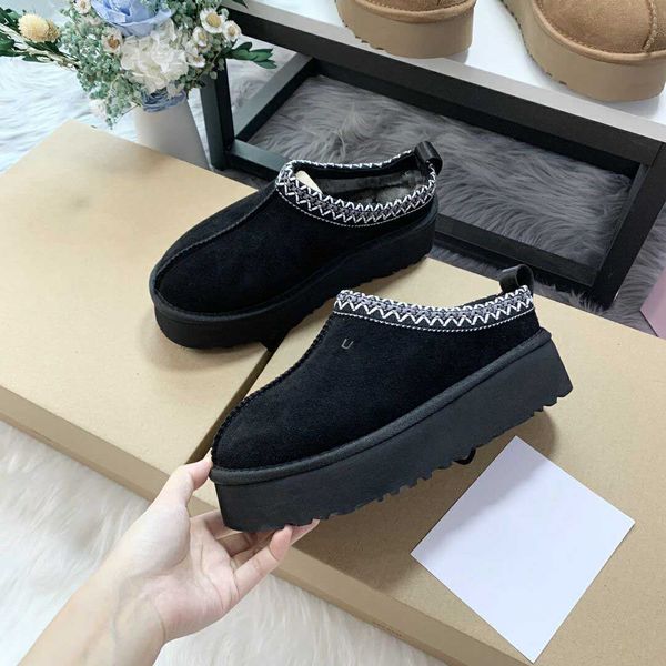 

brand women's tazz boots fur slide classic fashion super mini platform boots tasman slip on les petites suede wool blend comfortable wi, Black