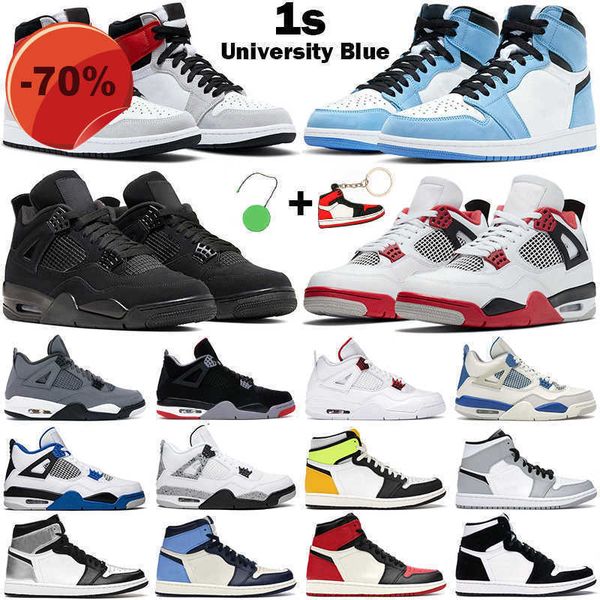 

2022 men women basketball shoes jumpman 1s 1 high og university blue twist 4s fire red black cat white cement mens trainer sneakers