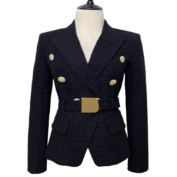 

womens suits blazers women balman luxury autumn women double breasted blazer with belts female small suit lion button jacquard slim jacket c, White;black