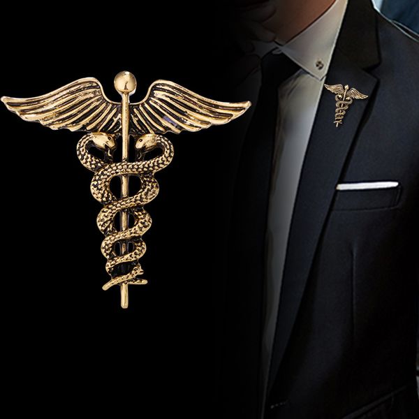 

s3277 fashion jewelry pins vintage star of life medical logo brooch for man woman angel wing snakes brooches, Gray