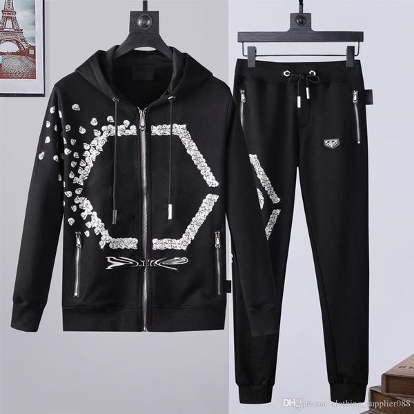 

whole pp phillip plain mens casual tracksuit skull hooody luxury hooded men hoodies sportswear sweatshirt suit jacket designs 272n, Gray