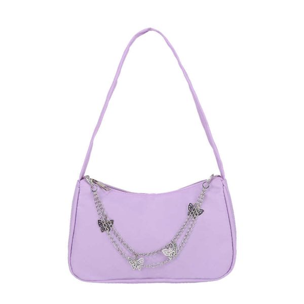 

evening bags fashion women small shoulder underarm bag pu leather nylon ladies vintage butterfly chain pure color zipper mini purse handbag