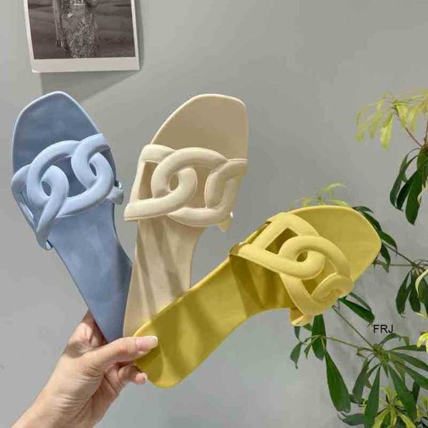 

designer herme slippers holiday macarone color pig nose jelly beach shoes ins tide flat bottom sandals for women in original, Black