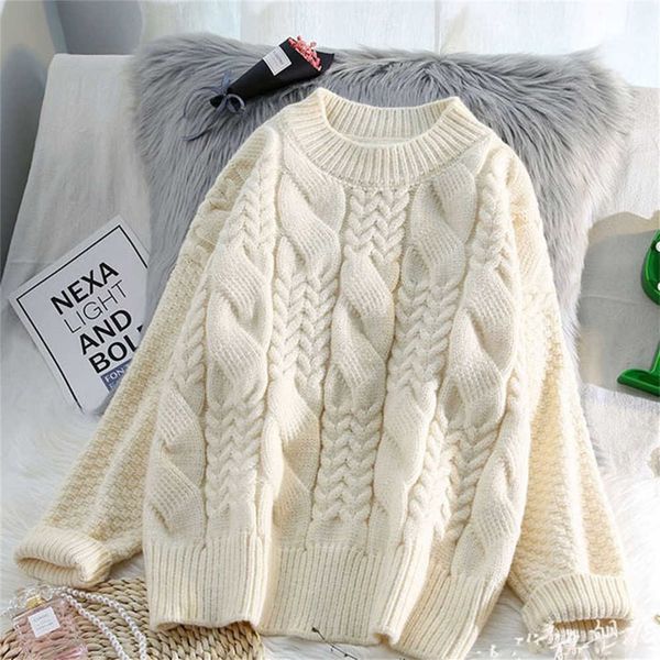 

women's sweaters 2021 autumn new pullover sweater women twist casual long-sleeved loose large size round neck h1656 g221018, White;black