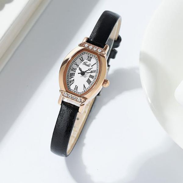 

gedi new fall watch fashion design retro style quartz women's simple temperament watch birthday gift 21018, Slivery;golden