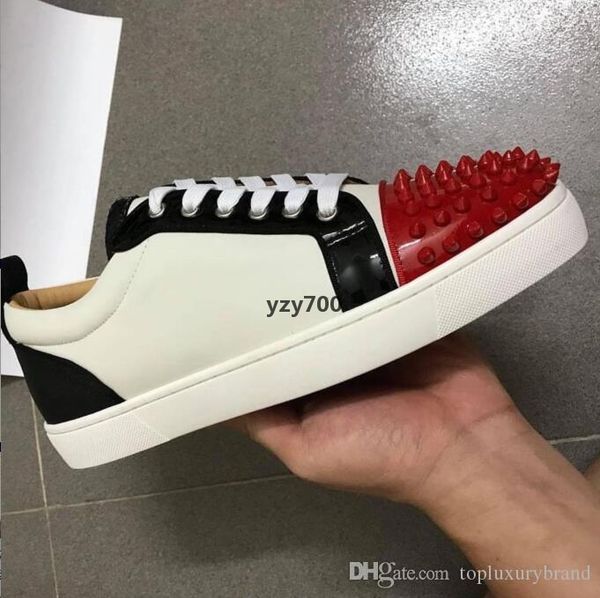 

red-bottoms shoe christians wholesae red soles shoes men dark brown genuine leather sneakers orlato mastic sneakers trainers high itm, Black