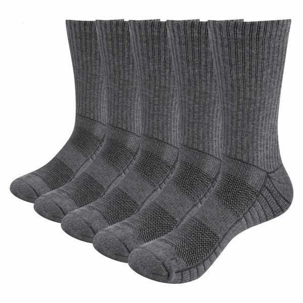 

yuedge thick breathable cotton cushion crew outdoor sports hiking trekking work boot socks for men 37-46 eu, Black