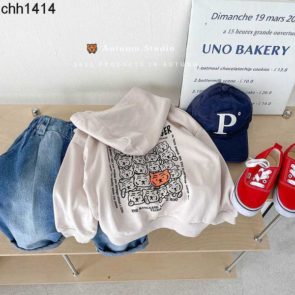 

children's tigerss head sweater 2022 autumn new korean version foreign style boys and girls embroidery pattern hooded sweater trend, Black