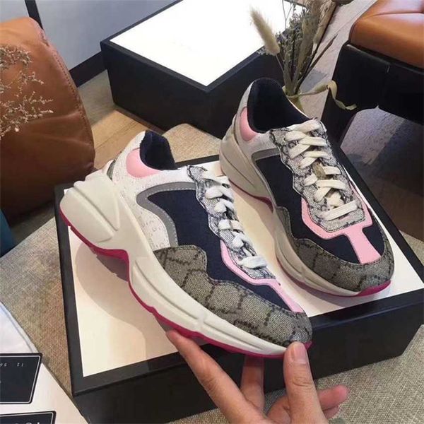 

r leisure shoes support shoes fashion new brand women's color matching old flower thick sole inside heightening pair leisure running sn, Black