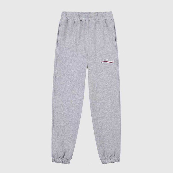

popular brand designer pants balanciagas classic cola embroidery sports relaxed casual trousers for men and women grey, Black