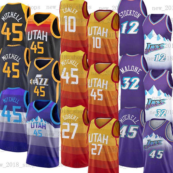 

donovan 45 mitchell jersey basketball john 12 stockton karl 32 malone rudy 27 gobert ricky 3 rubio mike 10 conley kyle 26 korver men, Black;red
