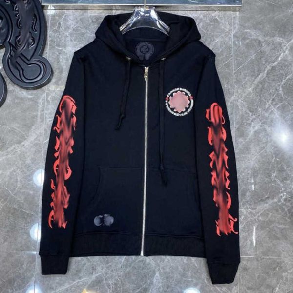 

fashion luxury men's jackets sweatshirts designer classic hoodies zipper hooded sweater cross pullover sanskrit hoodie casual men women, Black;brown