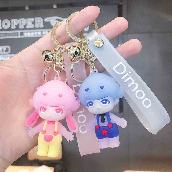 

keychains cute doll male and female students lovers key chain cartoon student bag pendant creative blind box small gift, Silver
