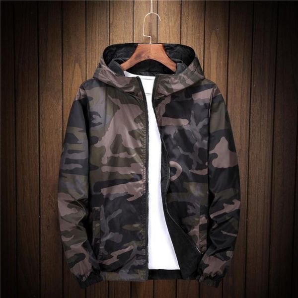 

new spring autumn thin windbreaker jacket mens reversible camouflage street couple jacket coat young male hooded bomber outwear243c, Black;brown