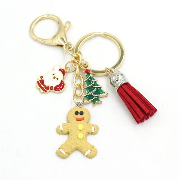 

wholesale christmas keychain xmas tree ginger bread key rings holder bag pendant accessory jewelry christmas gifts, Slivery;golden