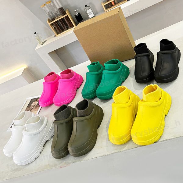 

designer rain boots women sock boot non-slip rubber sole booties ladies mini tasman boot outdoor ankle bootie removable inner sneakers, Black