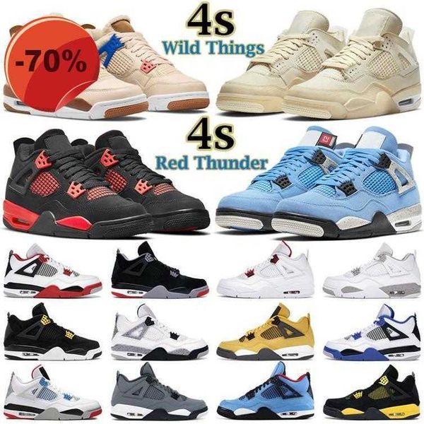 

2022 mens women basketball shoes 4s jumpman 4 red thunder wild things university blue black cat fire motorsports sail metallic purple men