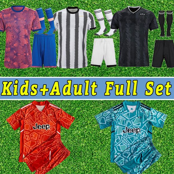 

full set 2022 2023 home juventus soccer jersey di maria vlahovic kean pogba chiesa mckennie locatelli jerseys 22 23 juve shorts home away th, Black;yellow