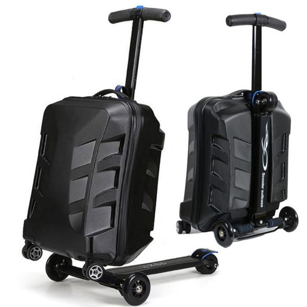 

suitcases 21inch aluminum scooter luggage suitcase with wheels skateboard passowrd lock rolling travel trolley case 221026