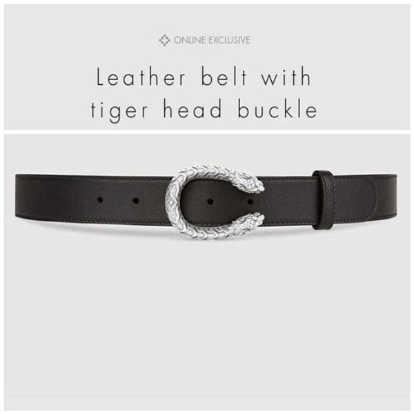 

designer belts luxury belts mens womens famous belt brand casual tiger head smooth buckle leather belt 2 colors width 38mm 44p, Black;brown