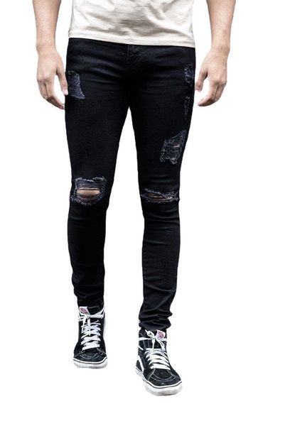 

fashion slim fall men's pants men's tight new denim leggings, Blue