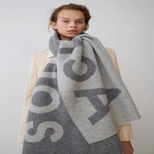 

designer scarves acnes scarf custom oem original autumn winter nordic designer small crowd smiling face brand ac h aw78, Blue;gray