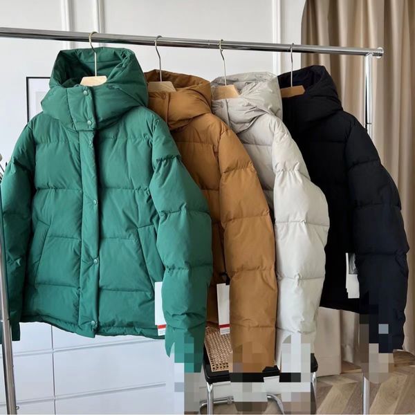 

women designer puffer jackets yoga sportwear thich lu hooded coats womens outwear puff down casual loose embroidery, Black;brown
