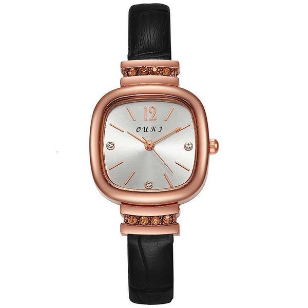 

watches wokai fashionable casual ladies square strap quartz watch student girl glow-in-the-dark waterproof clock retro, Black;brown