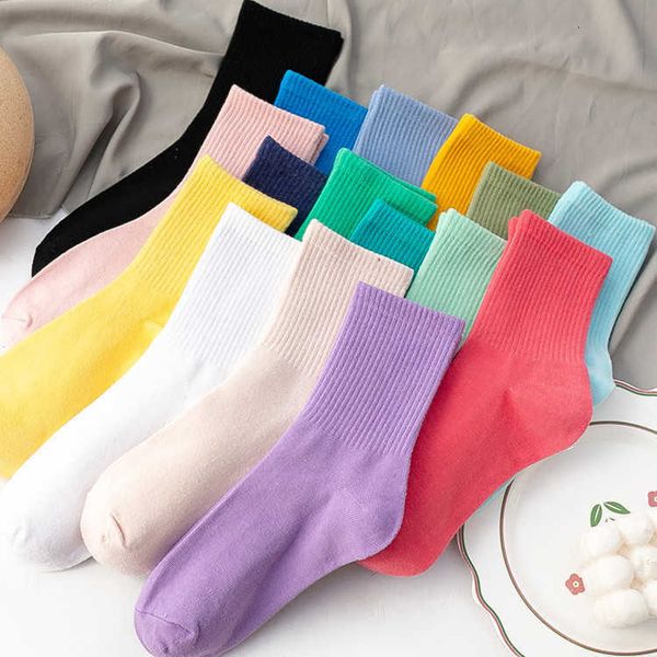 

men's socks harajuku breathable sport women solid color girls student comfortable skateboard sock christmas gifts cotton white socks, Black