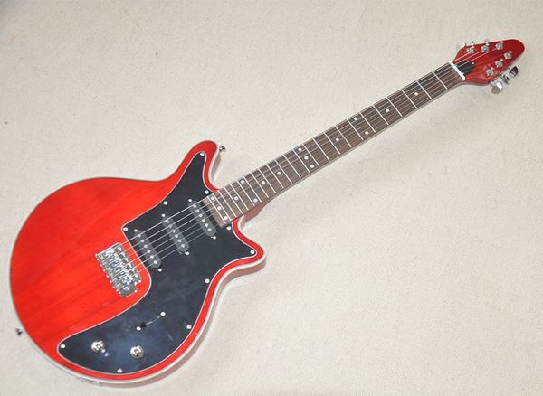 

red mahogany electric guitar with black pickguard rosewood fretboard 24 frets