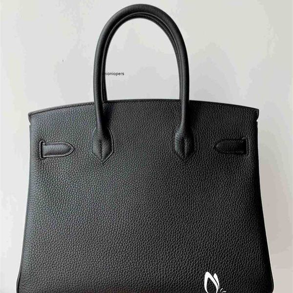 

designers handbags herme birkin women bags all manual wax thread sewing bk30cm togo calf leather black silver button portable women's l