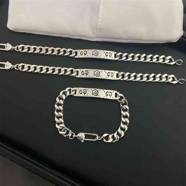 

70% off outlet online sterling silver ancient home double elf skull bracelet punk hip hop chain bracelet male and female couple store w2746, Golden;silver