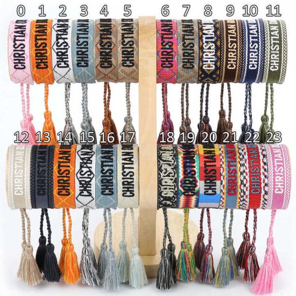 

fashion women's luxury bracelets brand bangle d designer jewelry female embroidery woven bracelet bohemian creative tassel men's g, Black