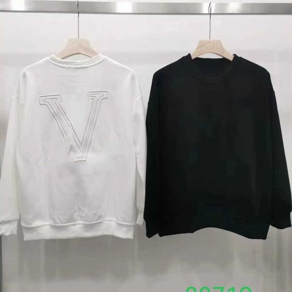 

designer sweater mens hoodie cotton sweatshirt men women long sleeve tshirt 3d large v embroidery coat loose relaxed pullover sweaters 4xl, Black