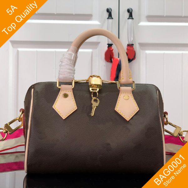 

speedy pillow bags women canvas embossed crossbody fashion casual m45957 lock chains leather handbags soft shoulderbag pocket with box b239