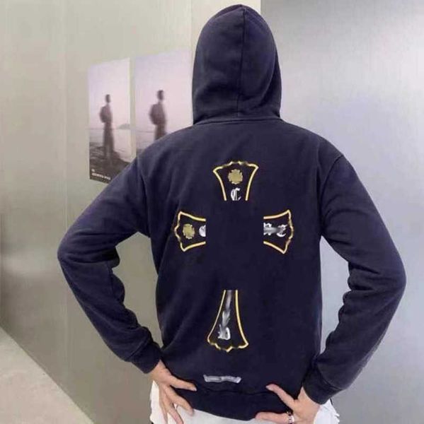 

luxury fashion mens jackets sweatshirts ch designer hoodies zipper sanskrit graffiti hooded sweater cross pullover hoodie casual women coat, Black;brown