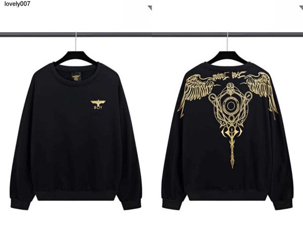

men's hoodies designer sweatshirts sweater couple boys fashion brand new gold stamping wings magic stick round neck loose men's wo, Black
