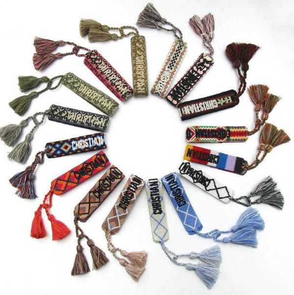 

women's fashion luxury bracelets brand d designer bangle jewelry embroidered word bracelet letter rope woven tassel simple trinket men, Golden;silver